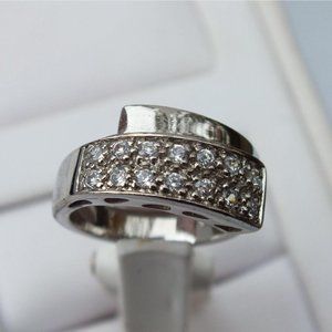 Charming Women's Silver CZ Ring With Wrap Around Design, Size 8